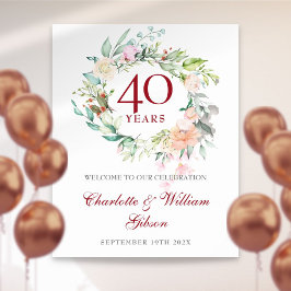 Sommer Rose Garland 40 Jahre Willkommenszeichen Poster