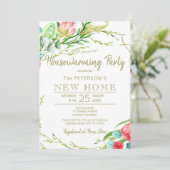 Sommer-Rose Garten elegantes neues Zuhause-Party Einladung (Stehend Vorderseite)