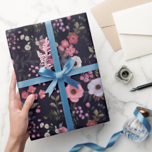 Sommer-Rose Muster auf schwarz Geschenkpapier