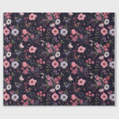 Sommer-Rose Muster auf schwarz Geschenkpapier (Flach)