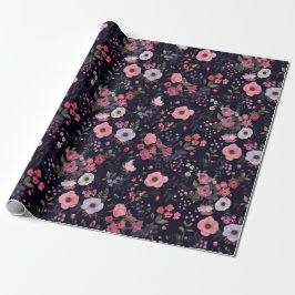 Sommer-Rose Muster auf schwarz Geschenkpapier