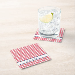 Sommer-Rot-Gingham, kariert zum 4. Juli Rechteckiger Pappuntersetzer