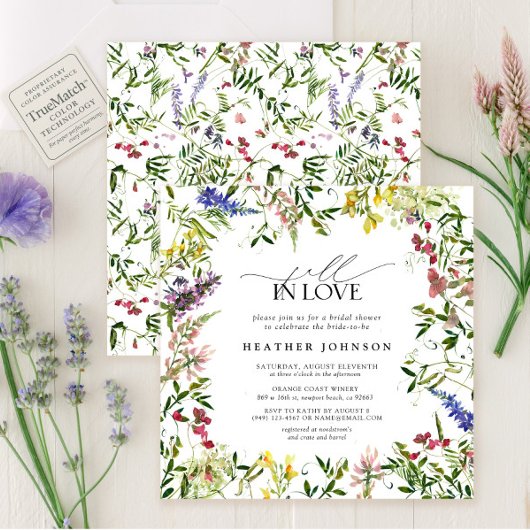 Sommer Rückgang der Liebe Wildblume Brautparty Einladung