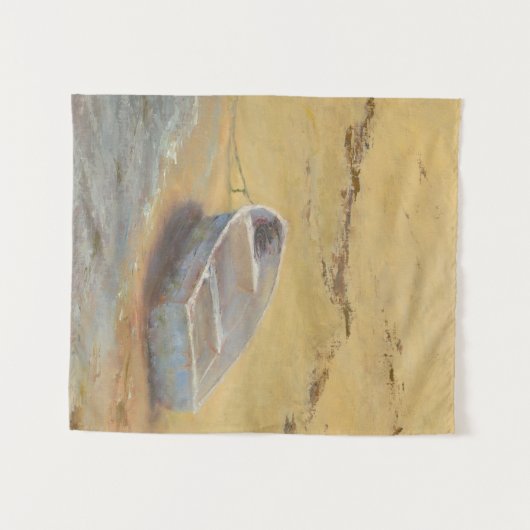 Sommer-Ruderboot - Boot auf dem Ufer Wandteppich (Vorderseite (Horizontal))