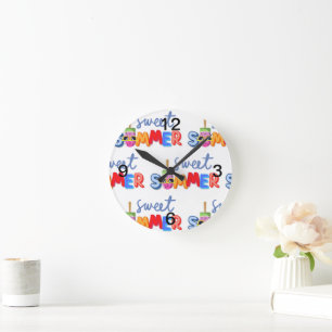 Sommer Runde Wanduhr