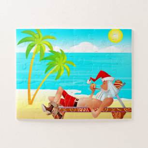 SOMMER SANTA AM STRAND JIGSAW PUZZLE