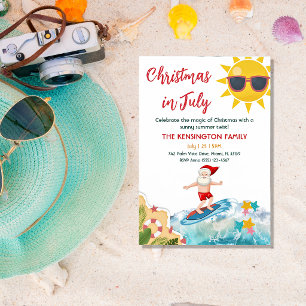 Sommer-Santa-Tropischer-Strand-Weihnachten im Juli Einladung