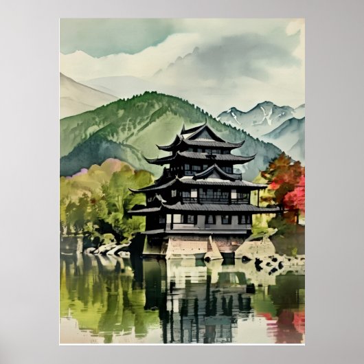 Sommer-Schloss am See Poster (Vorne)