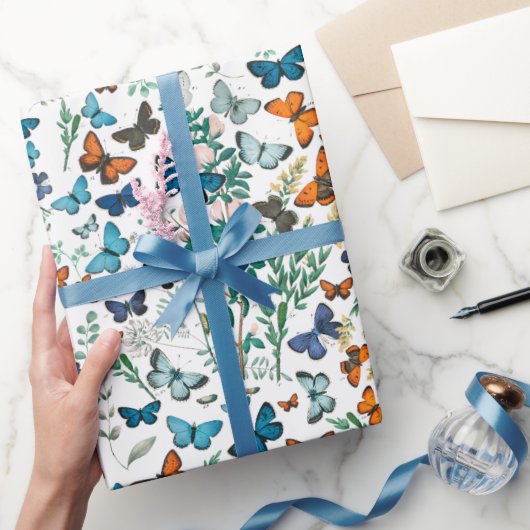 Sommer-Schmetterling-Blumen Geschenkpapier (Schenken)