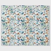 Sommer-Schmetterling-Blumen Geschenkpapier (Flach)