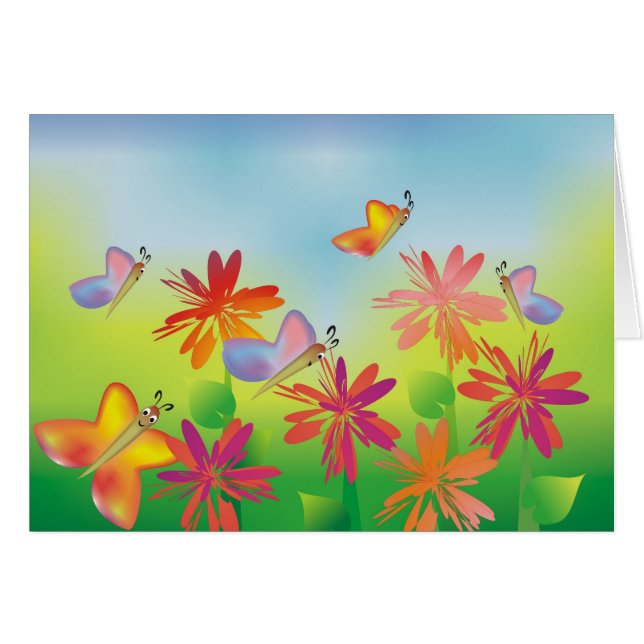 Sommer-Schmetterlings-Karte (Vorderseite (Horizontal))