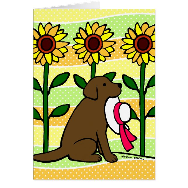 Sommer-Schokolade Labrador mit Sonnenblumen (Vorne)