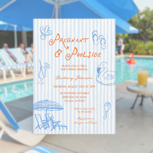 Sommer-Schwangerschaft und Poolparty-Baby-Party Einladung