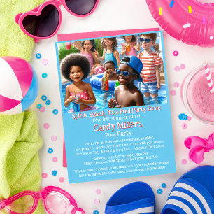 Sommer-Schwimmbad-Party-Mädchen-Geburtstags-Einlad Flyer