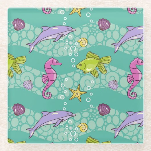 Sommer-Seemuster Glasuntersetzer (Vorderseite)