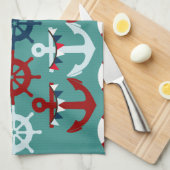 Sommer-Seethema verankert Segel-Boots-Helme Geschirrtuch (Viertel Falte)