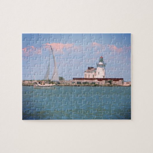 Sommer-Segelboot-und Leuchtturm-Puzzlespiel Puzzle (Horizontal)