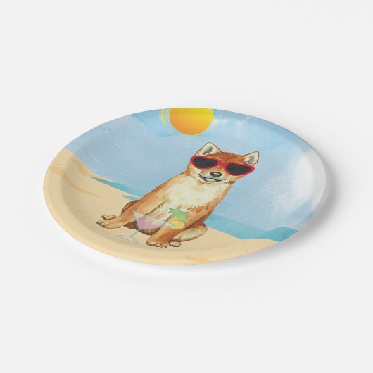 Sommer Shiba Inu Pappteller (Schrägansicht)