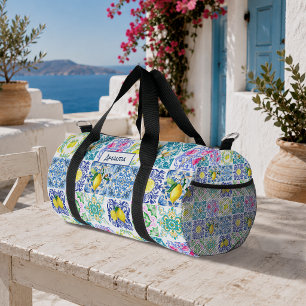 Sommer Sicilian Blau Gelb Zitrus Azulejo Duffle Bag