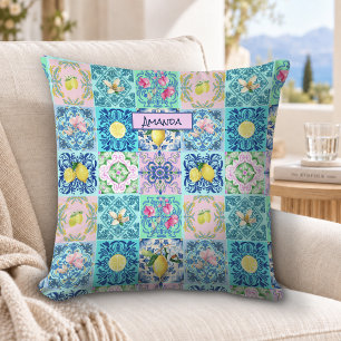 Sommer Sicilianisch Türkis farbenfroher Azulejo Am Kissen