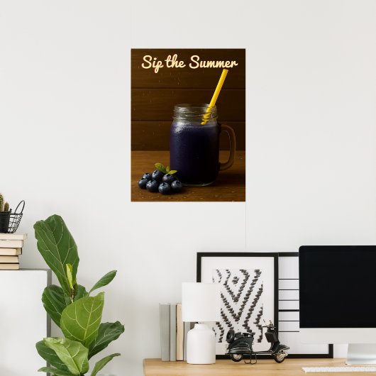 Sommer Sieben - Erfrischendes Blueberry Juice Post Poster (Heimbüro)
