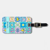 Sommer sizilianisch türkis bunt azulejo Amalfi Gepäckanhänger (Vorderseite horizontal)