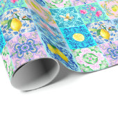 Sommer sizilianisch türkis bunt azulejo Amalfi Geschenkpapier (Rolleneckpunkt)