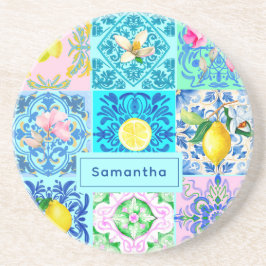 Sommer sizilianisch türkis bunt azulejo Amalfi Getränkeuntersetzer