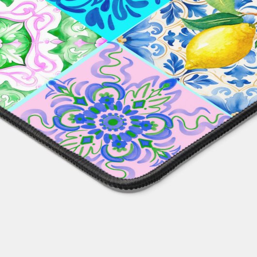 Sommer sizilianisch türkis bunt azulejo Amalfi Schreibtischunterlage (Ecke)