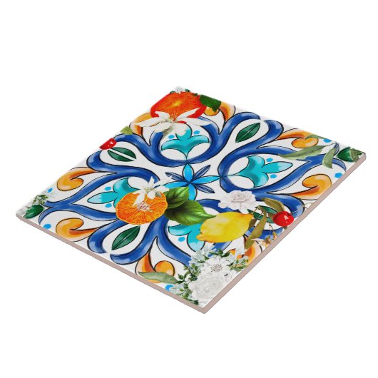 Sommer, sizilianische Fliesen, Majolika, Keramik F Fliese (Seite)