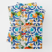 Sommer, sizilianische Fliesen, Majolika, Keramik F Geschenkpapier Set (Beispiel)