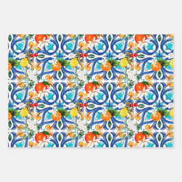 Sommer, sizilianische Fliesen, Majolika, Keramik F Geschenkpapier Set