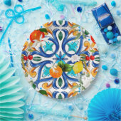 Sommer, sizilianische Fliesen, Majolika, Keramik F Pappteller (Party)