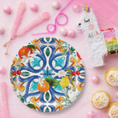 Sommer, sizilianische Fliesen, Majolika, Keramik F Pappteller (Party)