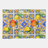 Sommer ,sizilianische Fliesen,Zitrusfrüchte,Orange Geschirrtuch (Horizontal)