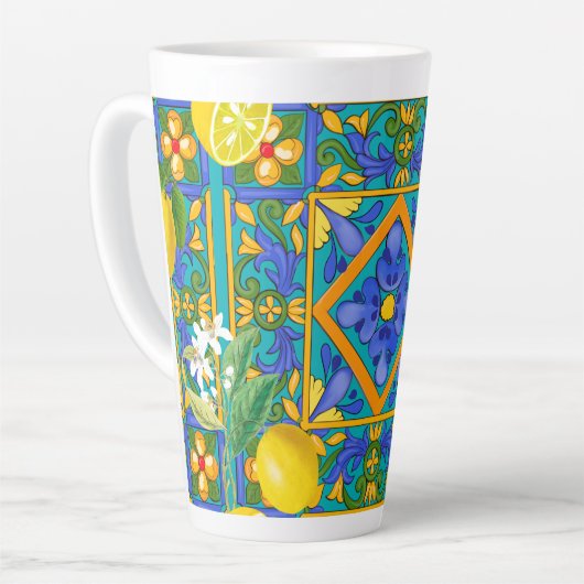 Sommer ,sizilianische Fliesen,Zitrusfrüchte,Orange Milchtasse (Linke Ecke)