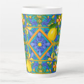 Sommer ,sizilianische Fliesen,Zitrusfrüchte,Orange Milchtasse (Vorderseite)