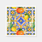 Sommer ,sizilianische Fliesen,Zitrusfrüchte,Orange Serviette (Vorderseite)