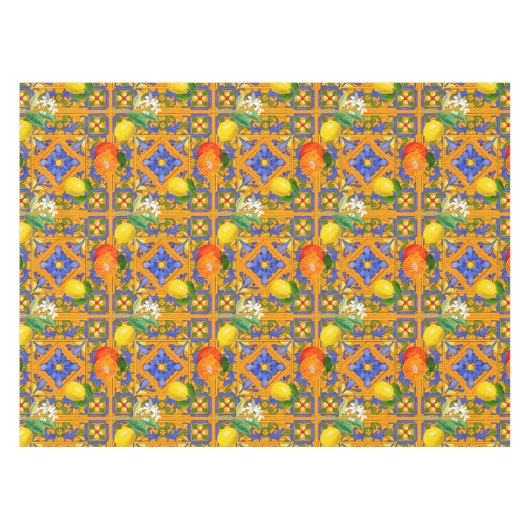 Sommer ,sizilianische Fliesen,Zitrusfrüchte,Orange Tischdecke (Vorderseite (Horizontal))
