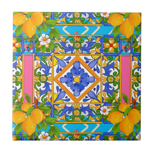Sommer ,sizilianische Fliesen ,Zitrusfrüchte,Zitro (Vorderseite)
