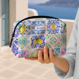Sommer-Sizilianische Zitrus-Mediterrane Azulejo Waschbeutel