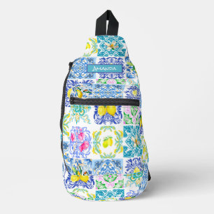 Sommer Sizilianische Zitrusfrüchte Mittelmeer Azul Crossbody Bag