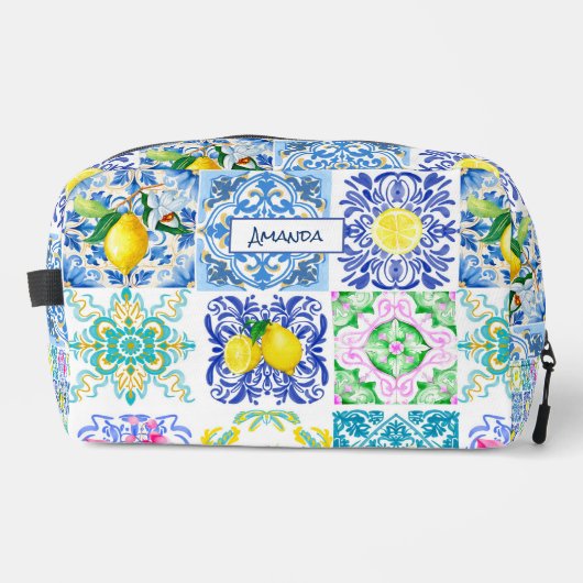Sommer sizilianische Zitrusfrüchte Mittelmeer Azul Waschbeutel (Vorderseite)