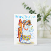 Sommer Snowman Surfer Funny Happy Ferienkarte Postkarte (Stehend Vorderseite)