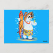 Sommer Snowman Surfer Funny Happy Ferienkarte Postkarte (Rückseite)