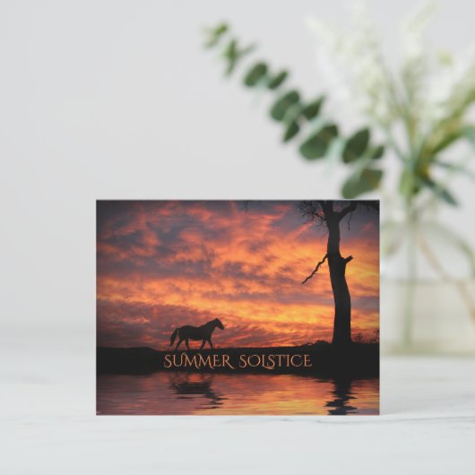Sommer Solstice Litha Pferd und Sonnenaufgang Postkarte (Stehend Vorderseite)
