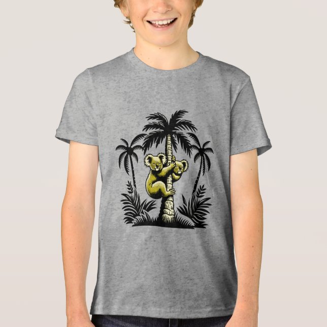 Sommer Sonne Palmen und Koalas Tri-Blend Shirt (Vorderseite)