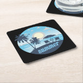 Sommer, Sonne, Strand, Stühle, Sonnenschirm und Pa Rechteckiger Pappuntersetzer (angewinkelt)