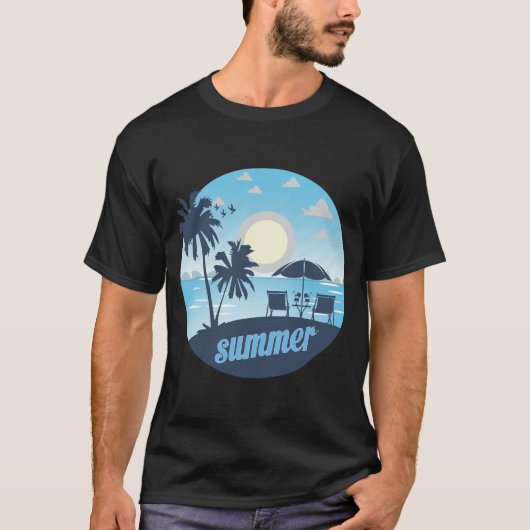 Sommer, Sonne, Strand, Stühle, Sonnenschirm und Pa T-Shirt (Vorderseite)