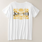 Sommer Sonne und Meer - Salud - Palmendekor Große Größe T-Shirt (Design Rückseite)